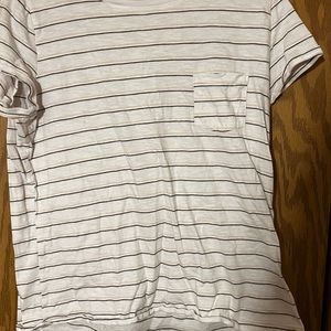 Women’s white with black and pink striped shirt